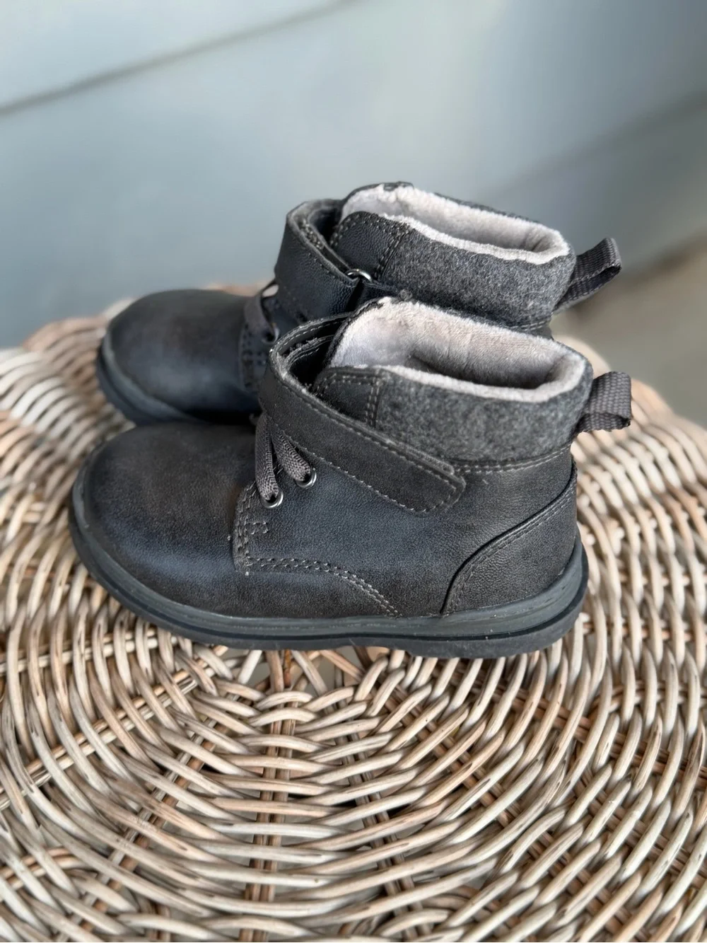 Cat & Jack Toddler Black Ankle Boots Hook & Loop Size 7